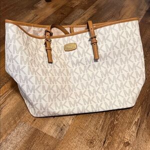 Michael Kors Cream and Tan Signature Tote